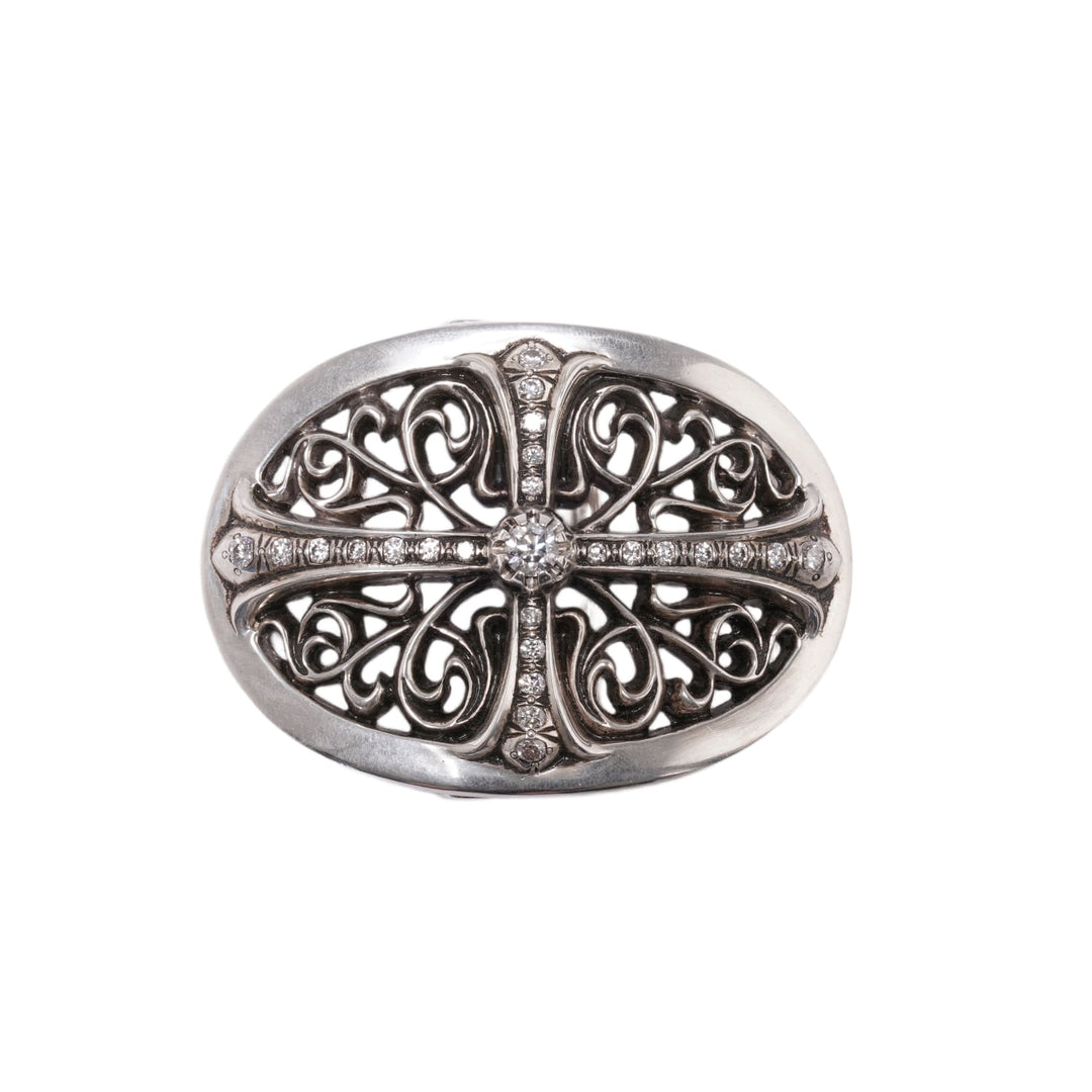 Chrome Hearts 'Diamond Oval' Silver Belt Buckle