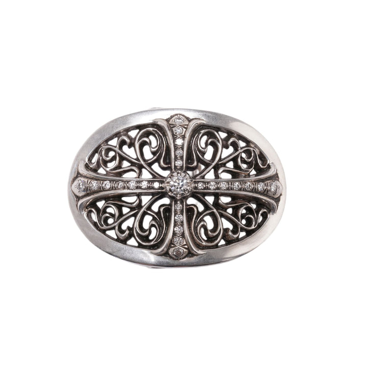 Chrome Hearts 'Diamond Oval' Silver Belt Buckle