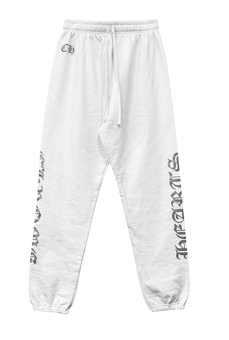 Chrome Hearts Silver 'CH Logo' White Sweatpants