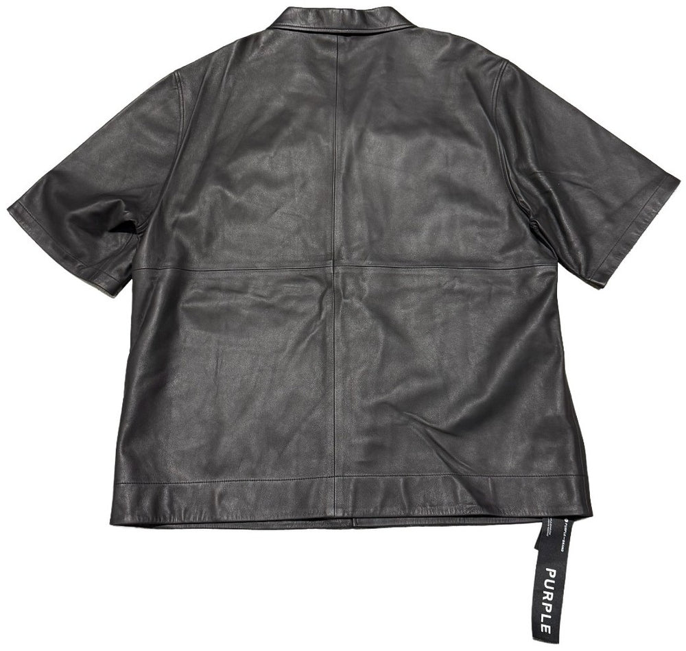 Purple Brand 'Black' Leather Button Up