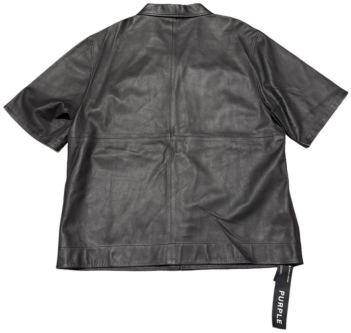 Purple Brand 'Black' Leather Button Up