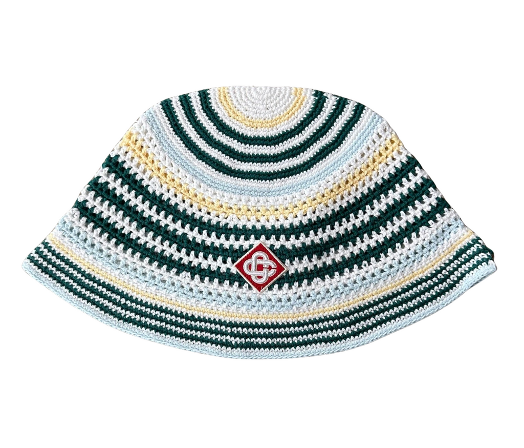 Casablanca STRIPED CROCHET HAT カサブランカ Casablanca Striped Crochet Hat in Tennis Stripe | FWRD