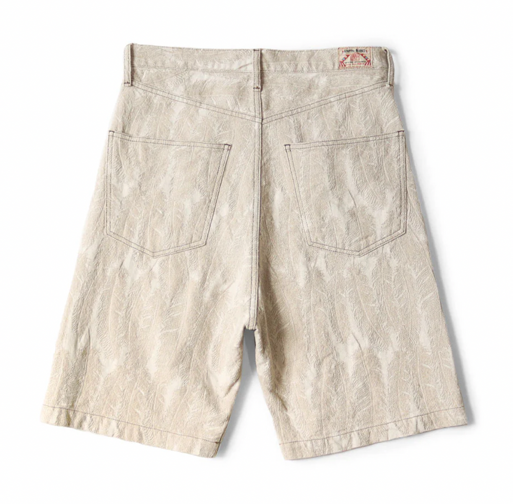 Kapital 12 Oz 'Magpie' Cream Denim Shorts