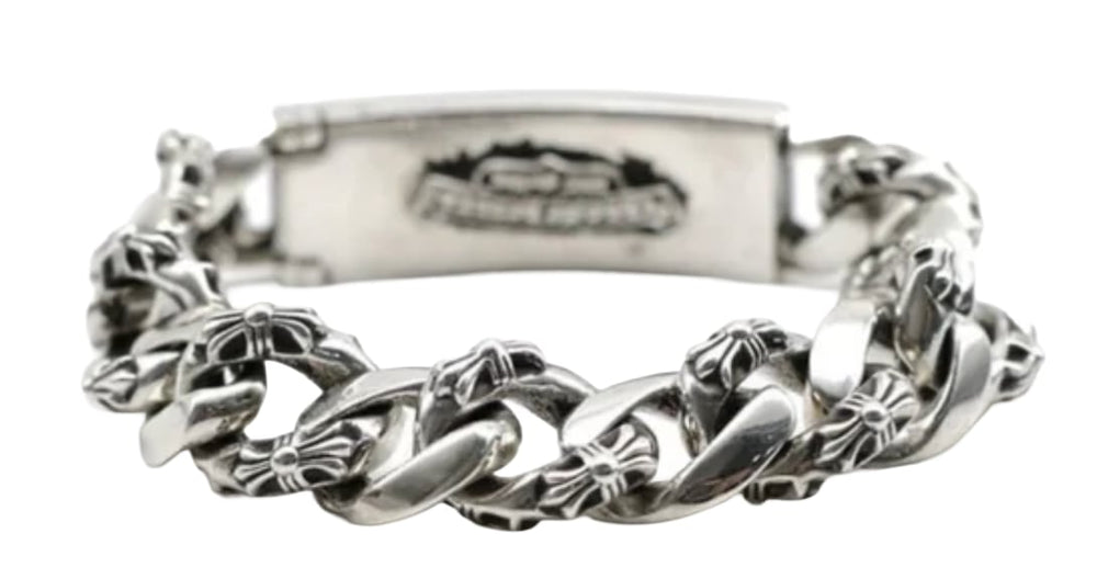 Chrome Hearts 'Fancy Link' 7in Silver Bracelet