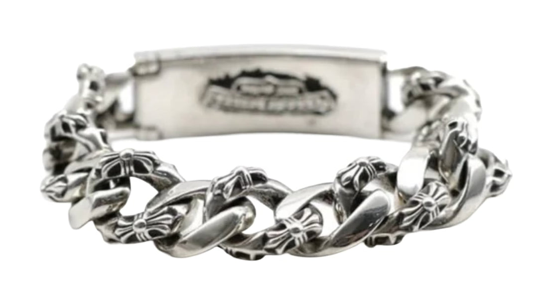Chrome Hearts 'Fancy Link' 7in Silver Bracelet