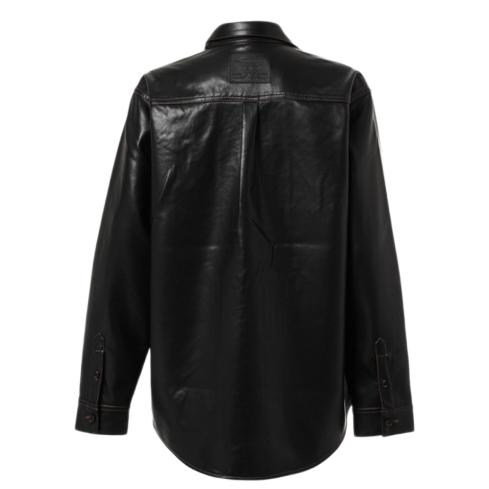 Y/Project 'Black' Hook & Eye Grained Faux Leather Shirt