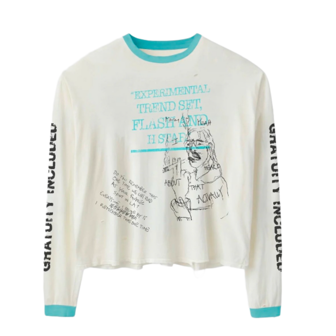Happy Memories Don't Die 'White/Blue' Wringer Gratuity Longsleeve Tee