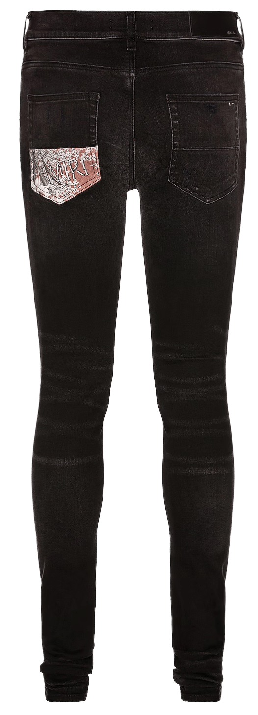 Amiri 'Hibiscus Artpatch' Black Jeans