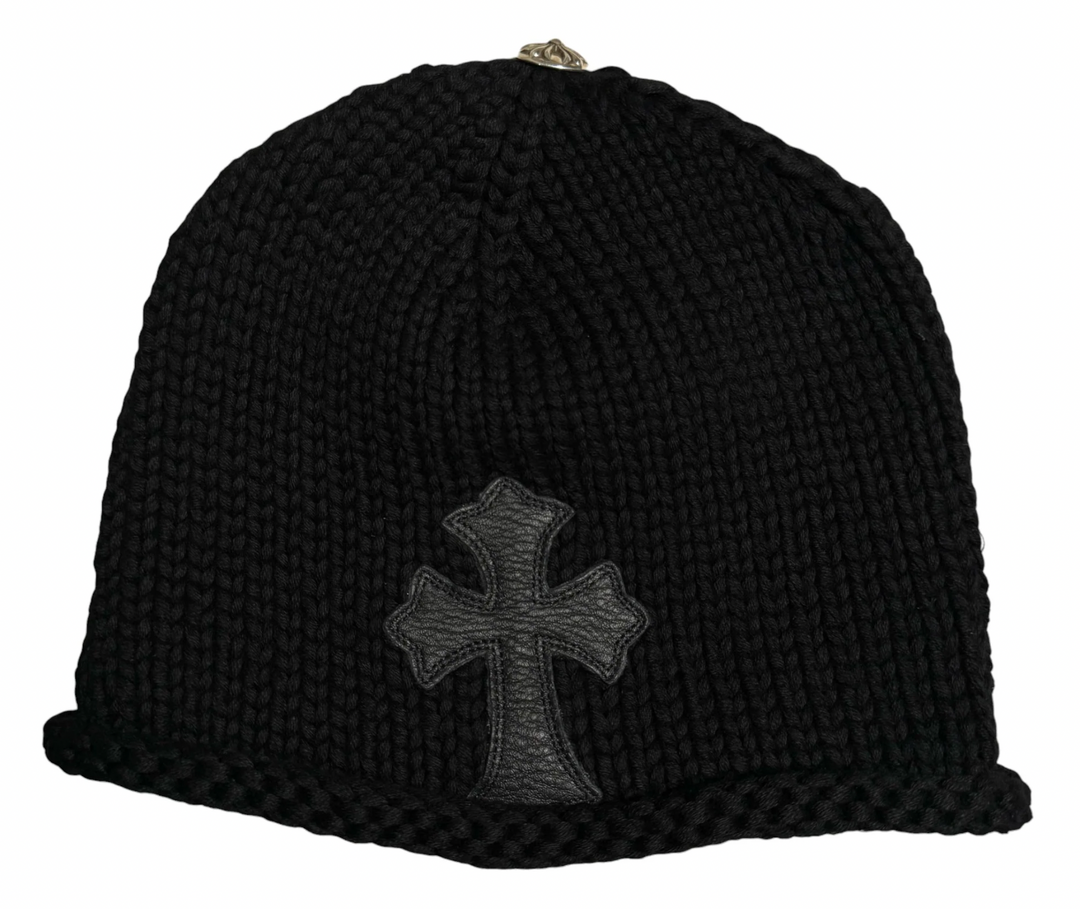 Chrome Hearts 'Leather Cross Patch' Knit Beanie