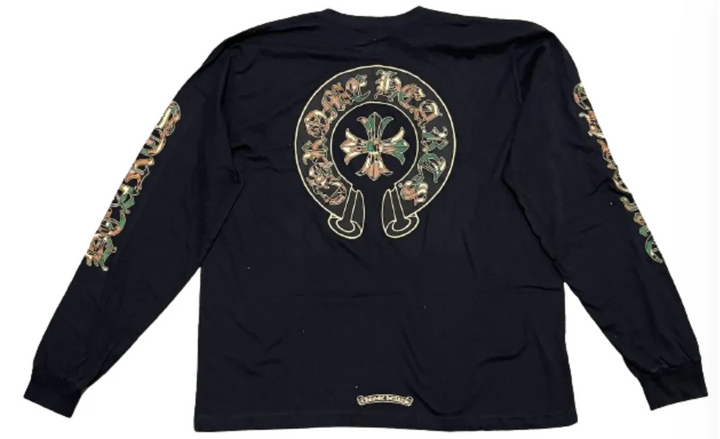 Chrome Hearts 'Camo Horseshoe Logo' Black Long-Sleeve Tee