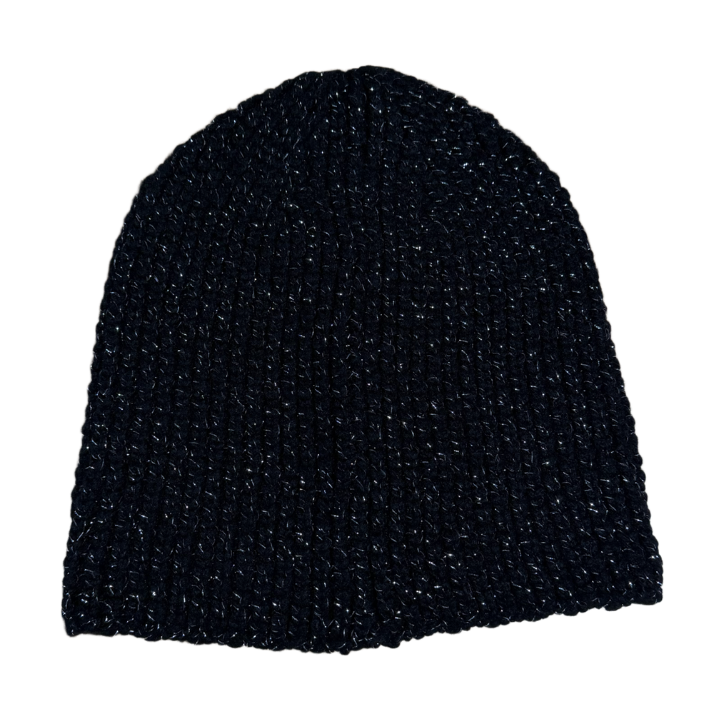 Chanel Cashmere Black/Silver Woven Beanie