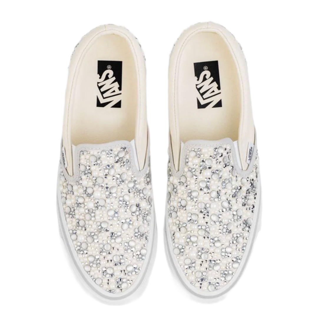 Vans Classic Slip-On Mattias Gollin Pearl Embellished Checkerboard Grey White