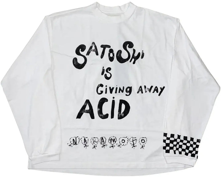 Satoshi Nakamoto 'Acid' White Longsleeve