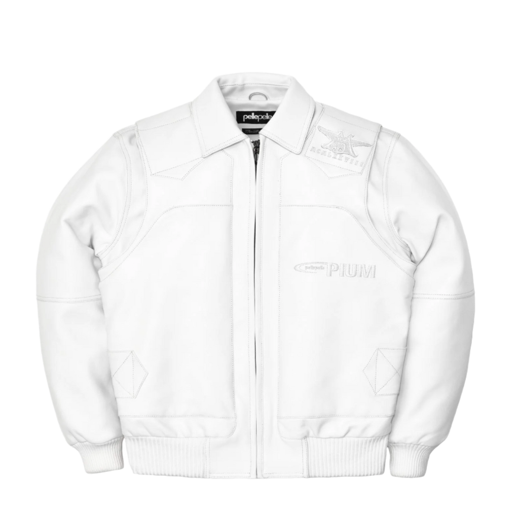 Pelle pelle × Opium レザーボンバージャケット ホワイト S Pelle Pelle 'White' Opium Leather Jacket – Showroom LA