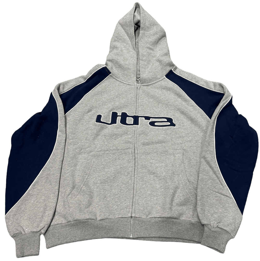 Ultra Wrld 'Silver/Navy Panel' Zip Up Hoodie