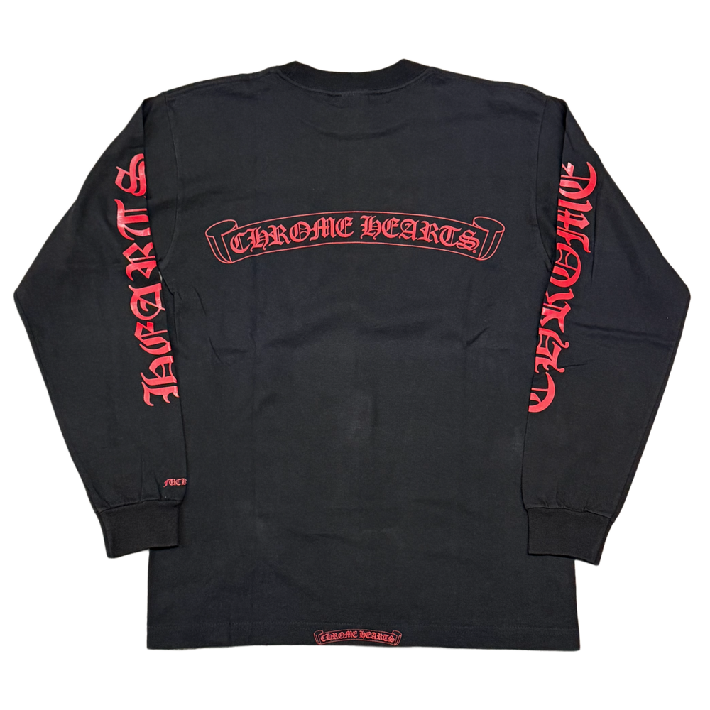 Chrome Hearts 'Red Script' Black Vintage Pocket Longsleeve Tee