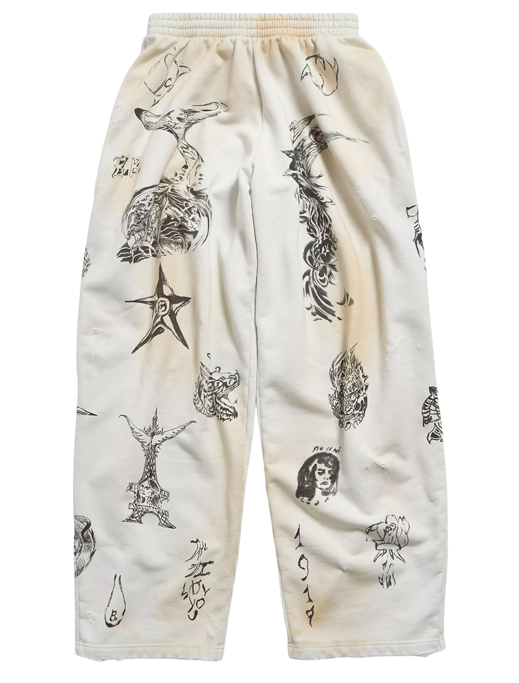 Balenciaga 'Tattoo Baggy' White Sweatpants