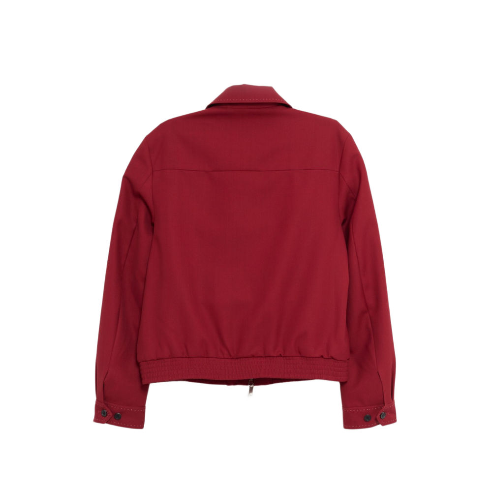 Second Layer 'Red' Zip Fastening Stitched Detail Jacket