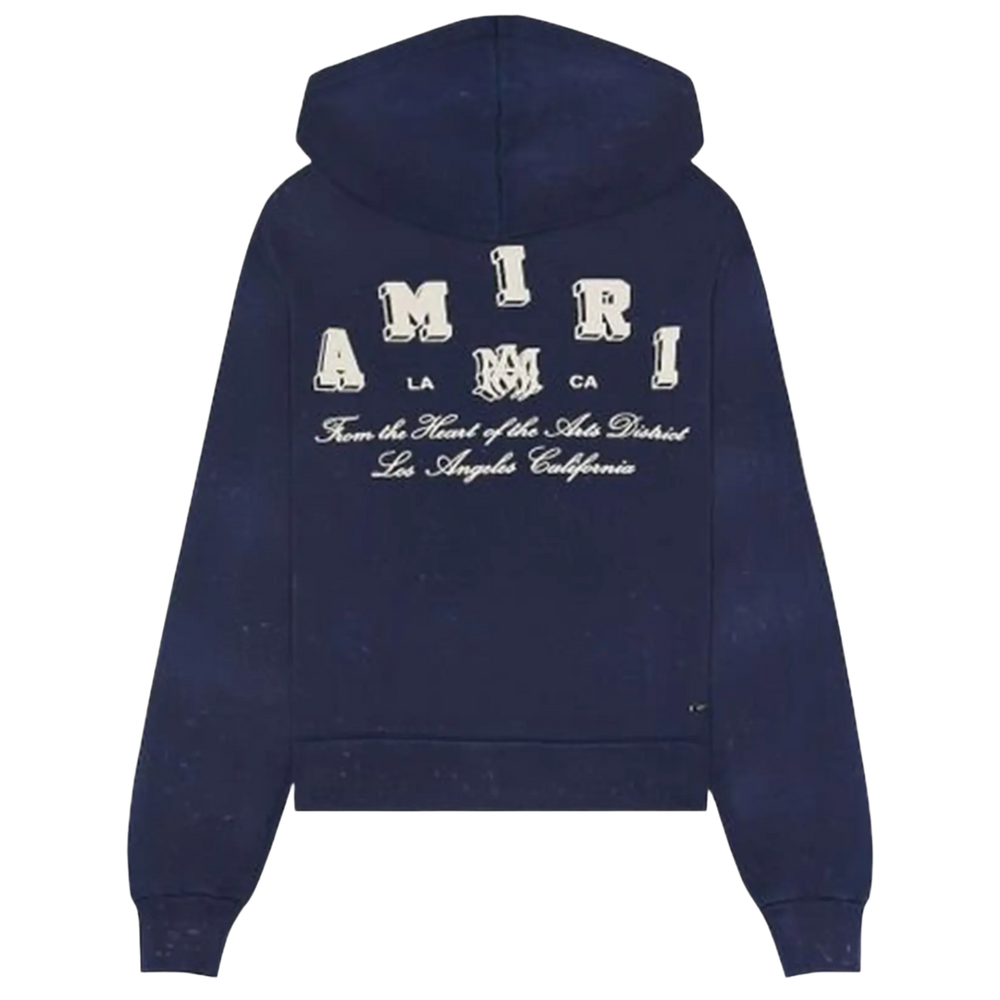 Amiri 'Vintage Collegiate' Navy Zip Up Hoodie