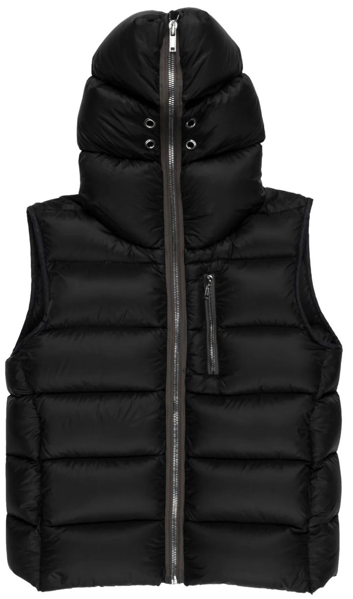 Rick Owens 'Black' Gimp Zip-Up Puffer Vest
