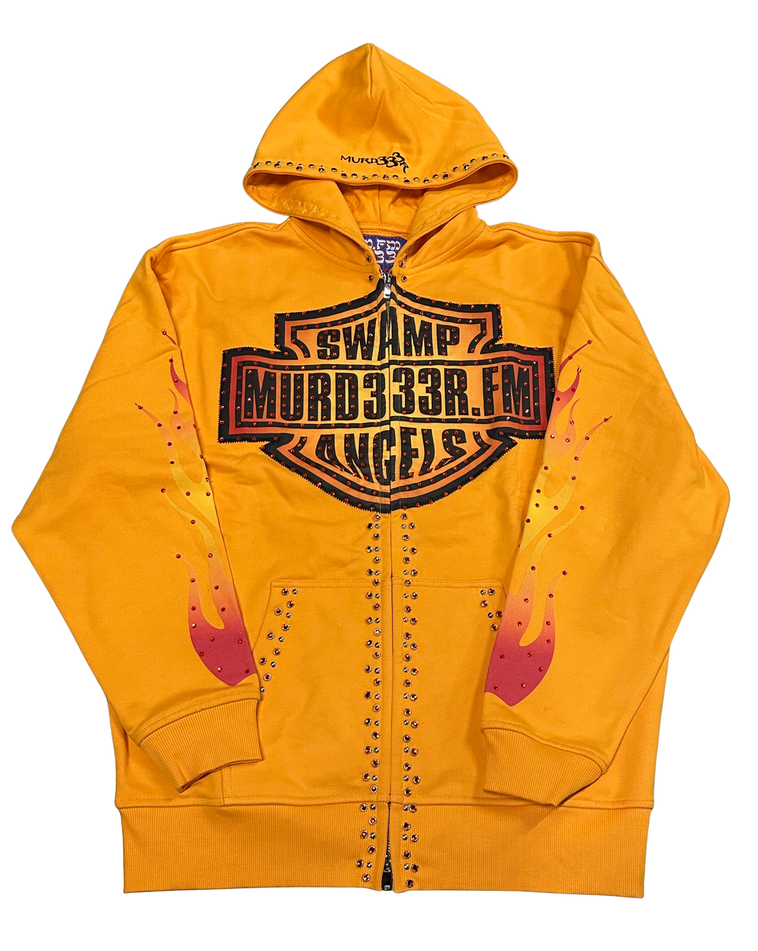 Murd333r.fm 'Chop333r' Orange Zip Up Hoodie