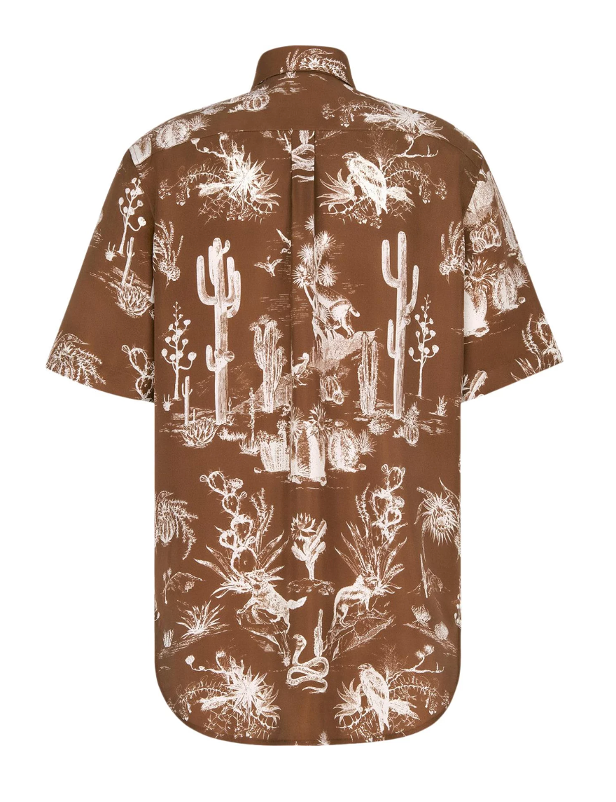 Dior x Cactus Jack 'Coffee Brown' Oversized Silk Shirt