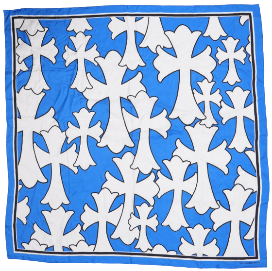 Chrome Hearts 'Silk Cross' Blue/White/Black Scarf