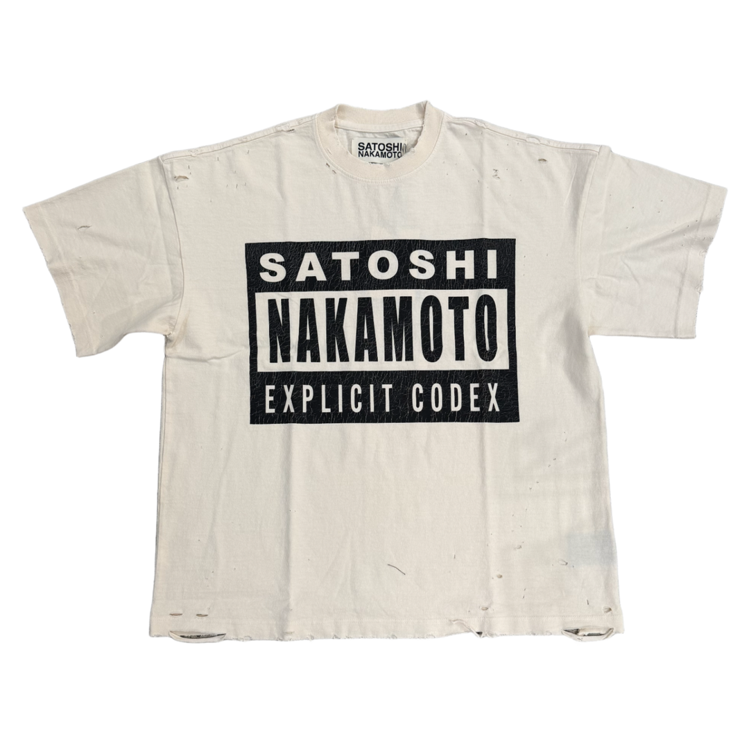 Satoshi Nakamoto 'Explicit Codex' White Tee