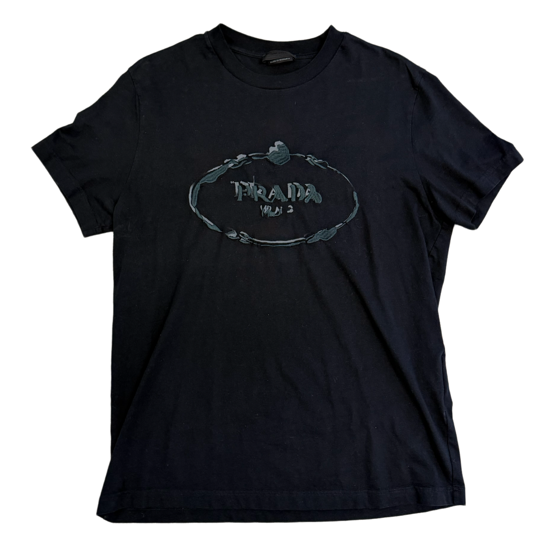Prada 'Embroidered Logo' Black Tee