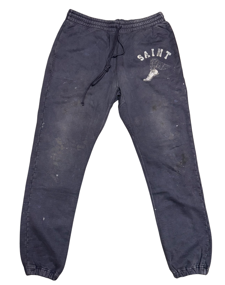 Saint Michael 'Winged' Navy Distressed Sweatpants