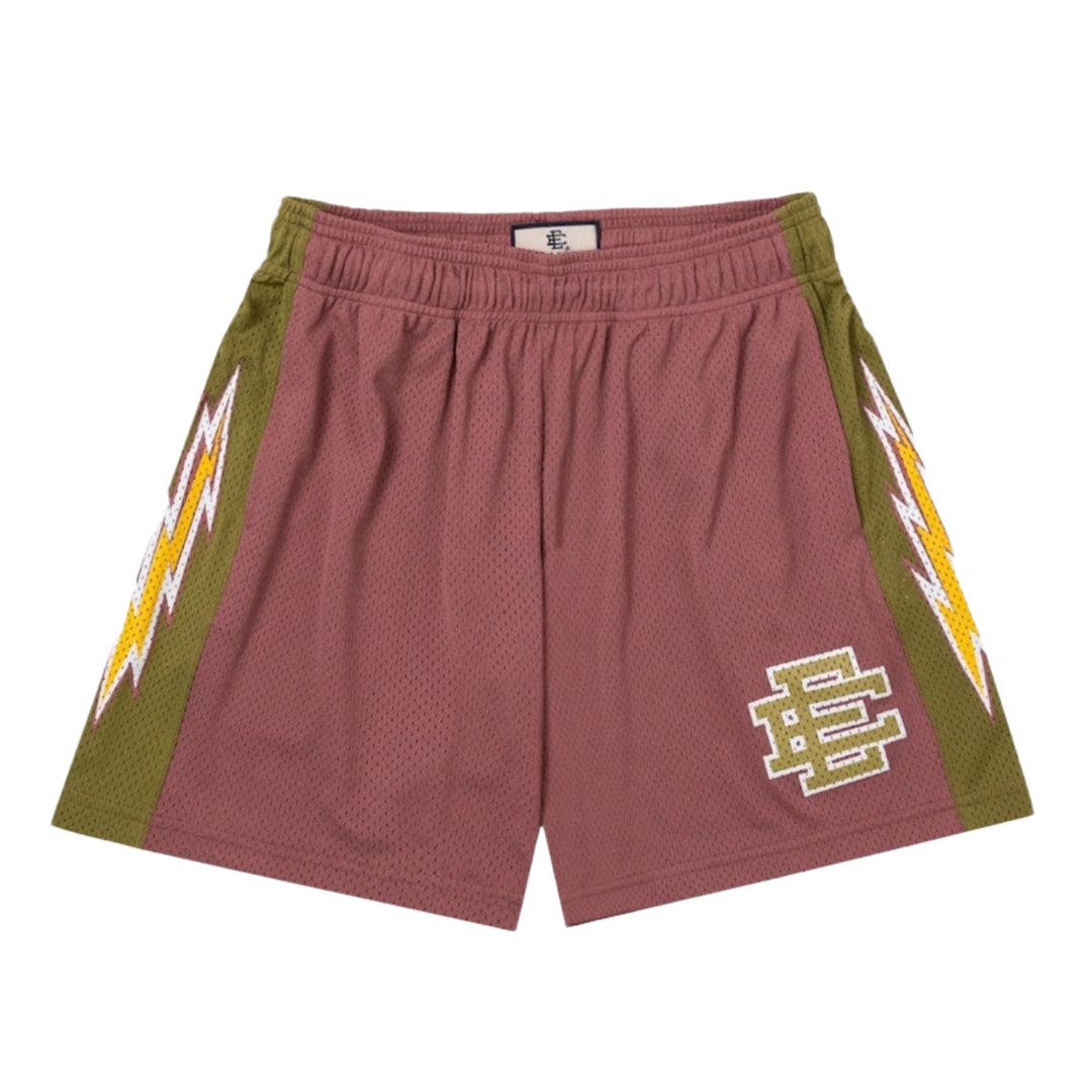 Eric Emanuel 'Mauve' Lightning Bolt Basic Mesh Shorts