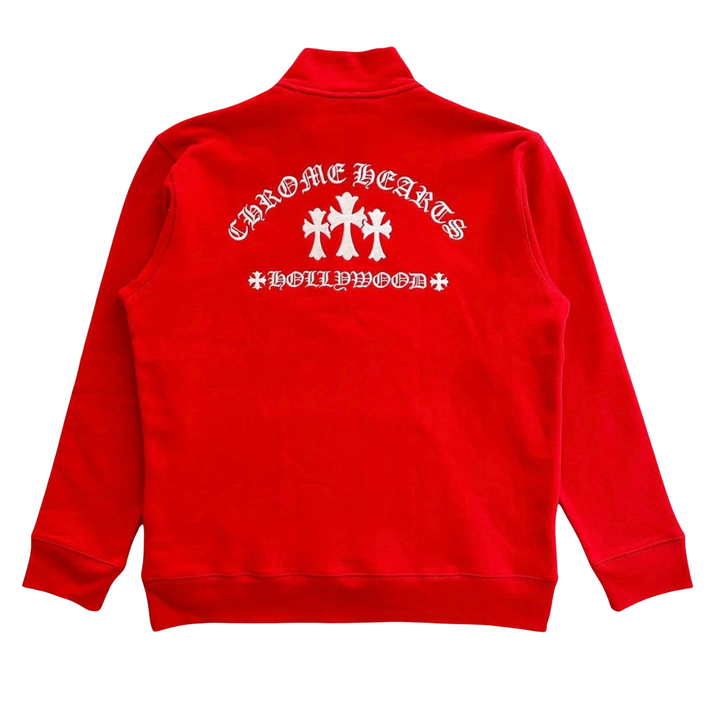 Chrome Hearts 'Triple Patch' Red Quarter Zip