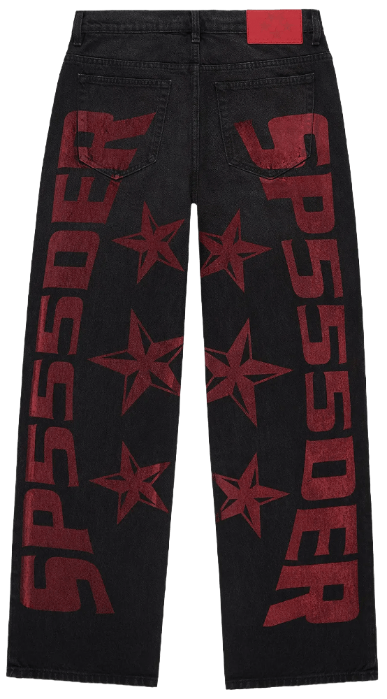 Sp5der 'Mx555' Black Denim Jeans