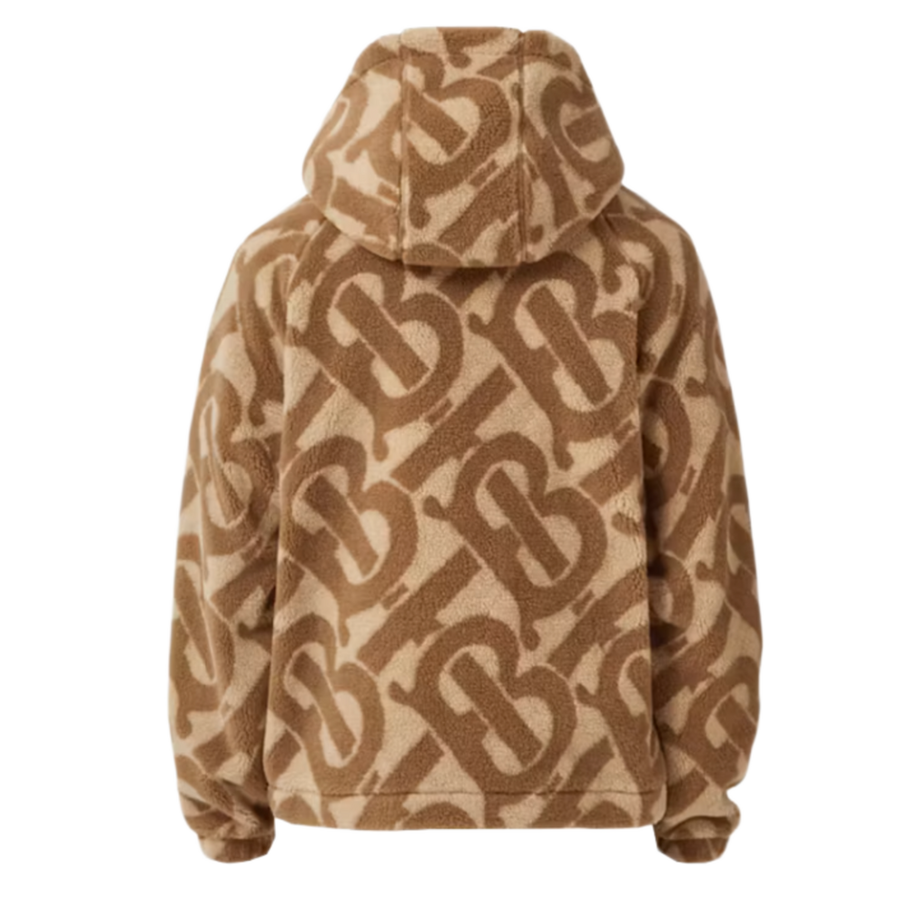 Burberry 'Monogram Fleece Jacquard Soft Fawn Brown' Hooded Zip-Up Jacket
