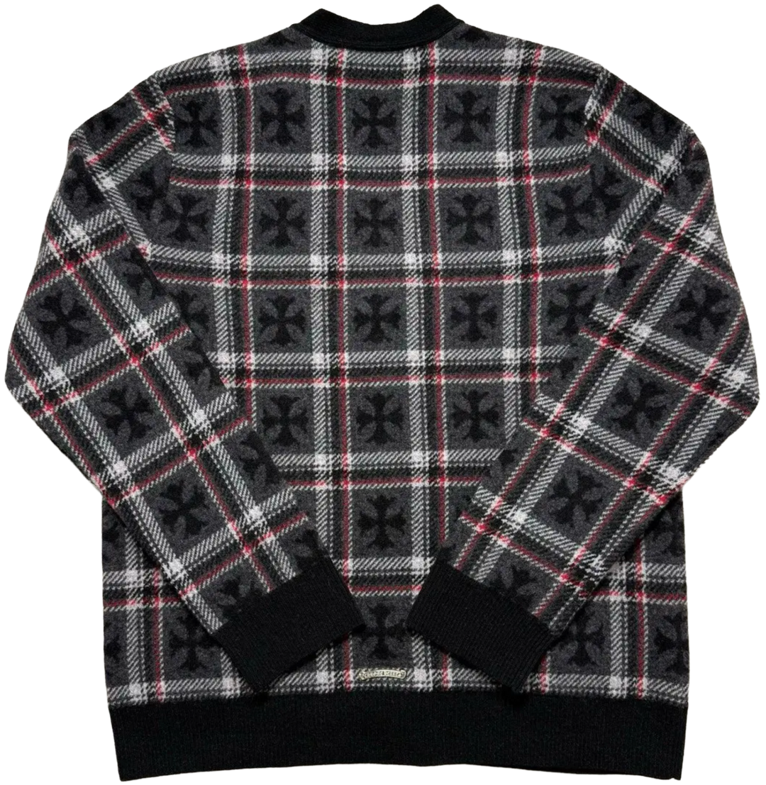 Chrome Hearts 'Mama Tried' Plaid Cashmere Cardigan Sweater