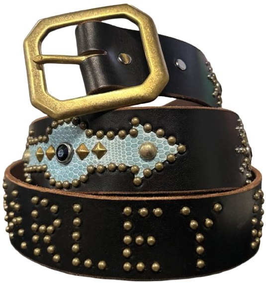 Studded 'Light Blue Snake' Harley Davidson Belt