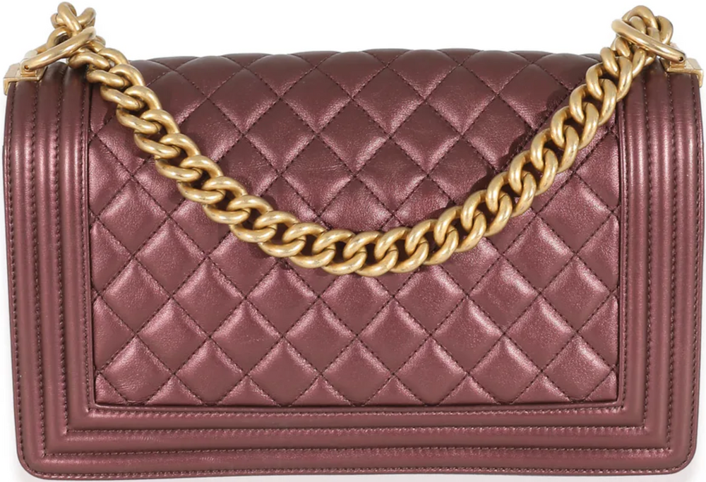 Chanel 'Metallic Plum' Medium Lambskin Boy Handbag