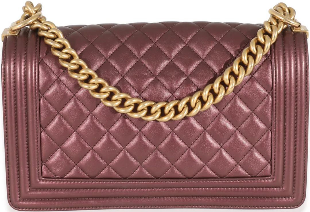 Chanel 'Metallic Plum' Medium Lambskin Boy Handbag