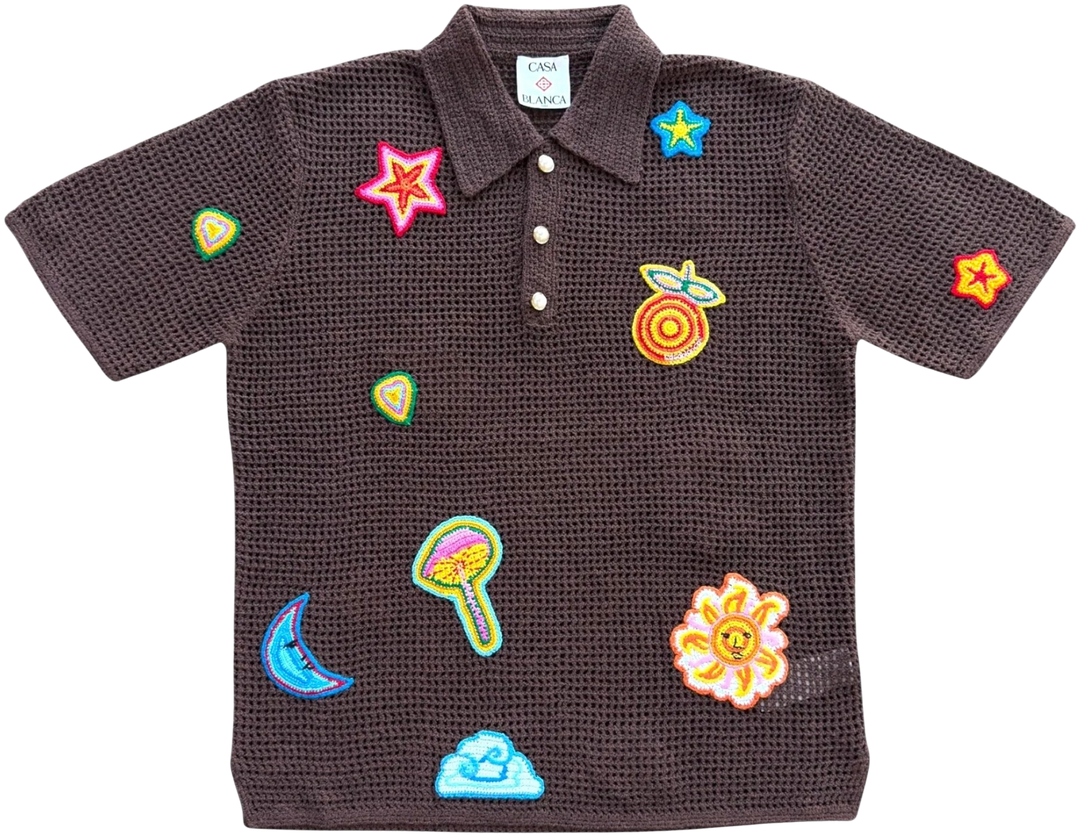 Casablanca 'Multicolor Patches' Brown Knitted Shirt