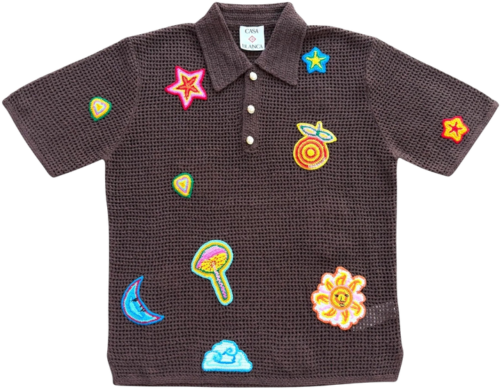 Casablanca 'Multicolor Patches' Brown Knitted Shirt