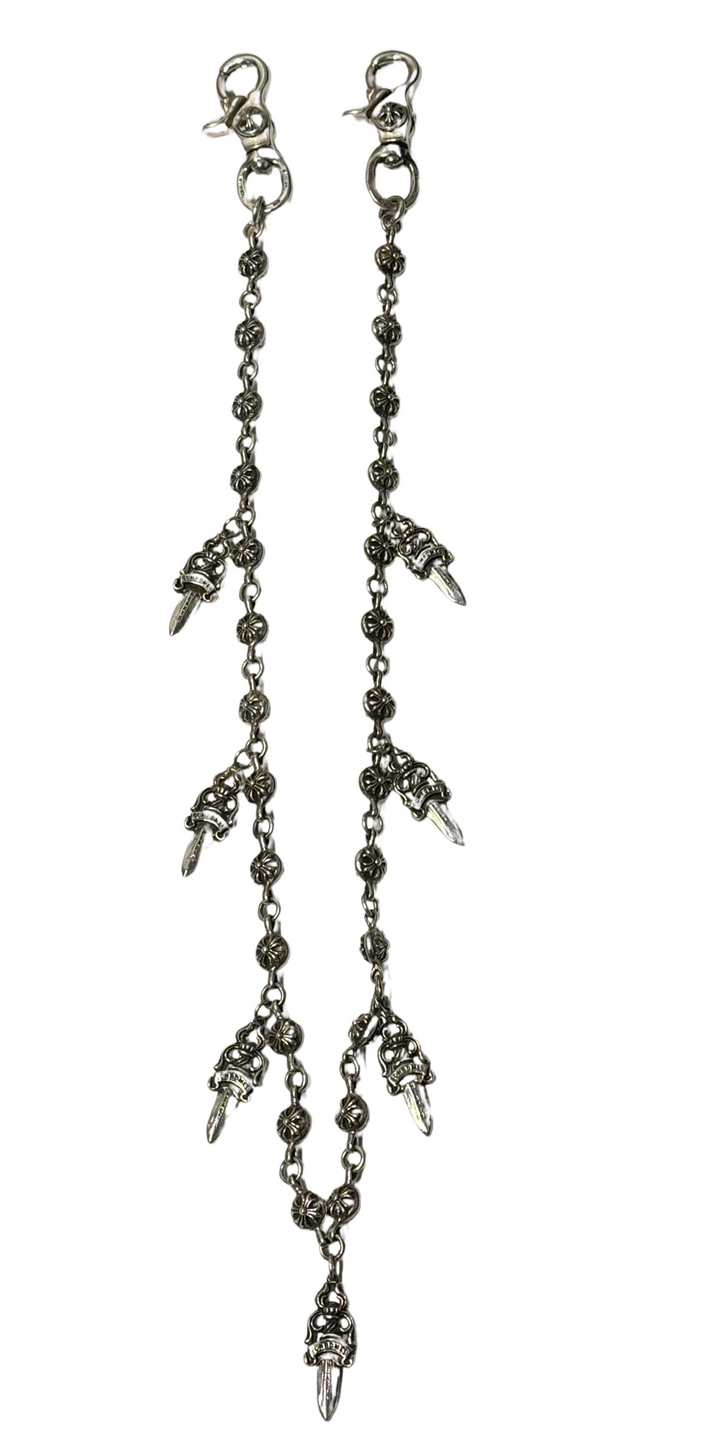 Chrome Hearts 'Crossball Dagger Charm' 30in Double Clip Wallet Chain