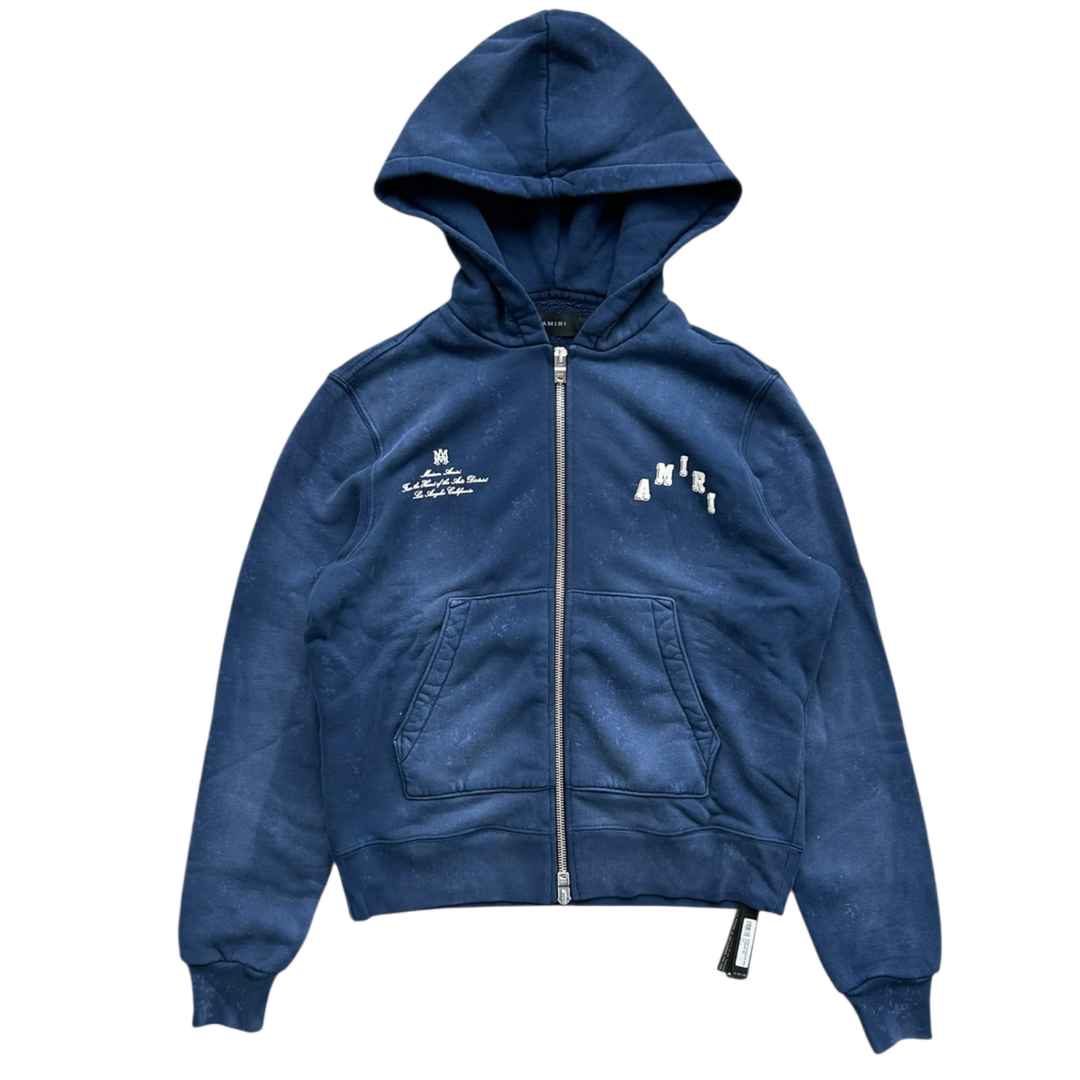 Amiri 'Collegiate' Blue Zip Up Hoodie