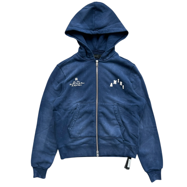 Amiri 'Collegiate' Blue Zip Up Hoodie
