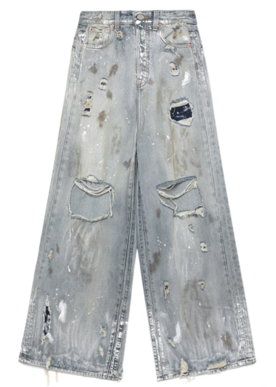 Vetements 'Thrashed' Baggy Blue Jeans