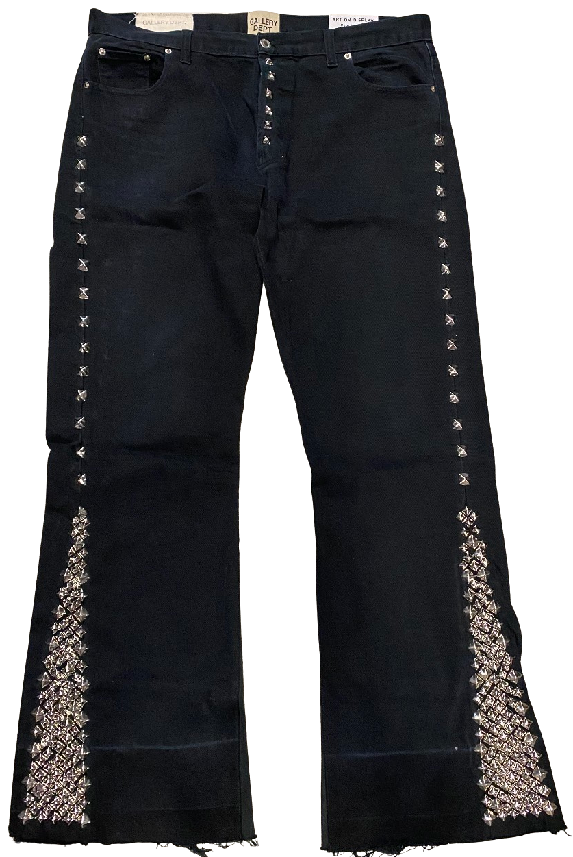 Gallery Dept 'Jet Black Studded' LA Flare Jeans