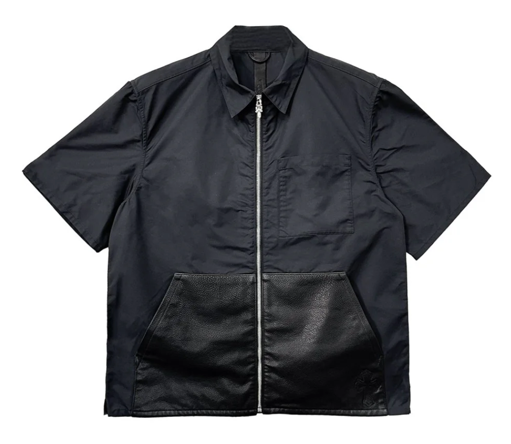 Chrome Hearts Nylon 'Leather Patchwork' Shortsleeve Zip Up Jacket