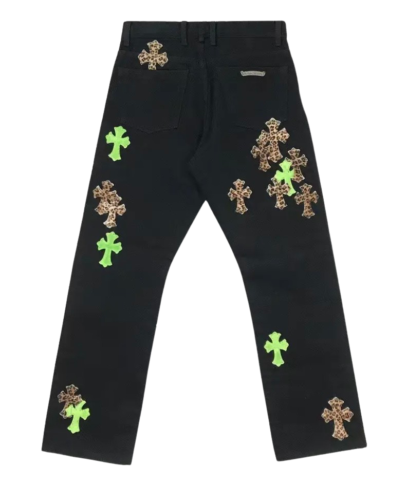 Chrome Hearts 'Leopard Patch' Black Jeans