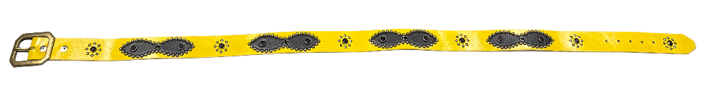 Studded 'Black Leather Sun Gem' Yellow Belt