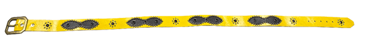 Studded 'Black Leather Sun Gem' Yellow Belt