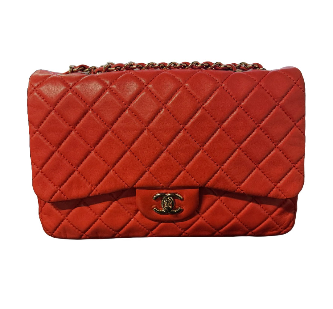Chanel 'Dark Coral' Classic Flap Jumbo Bag
